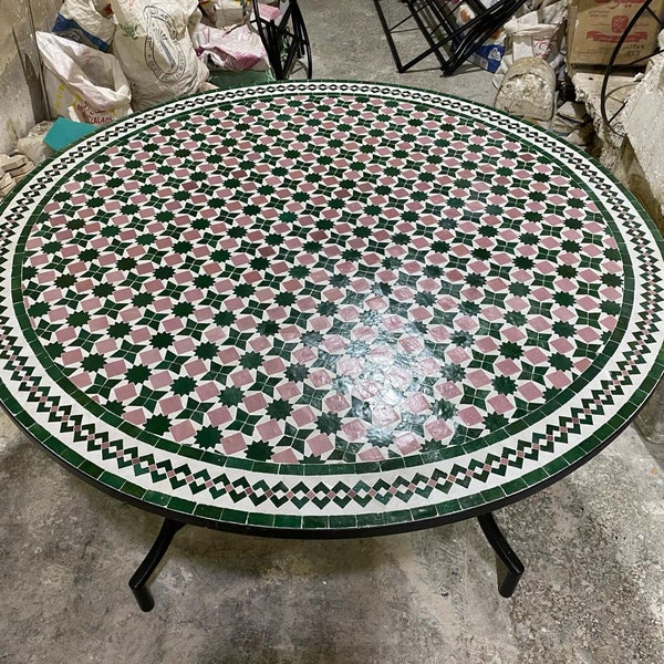 Handmade Moroccan mosaic table/round mosaic table/mosaic dining table.