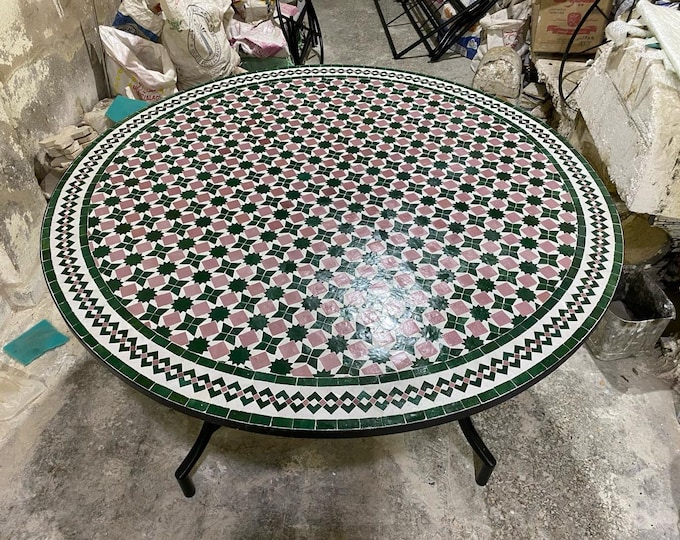 Handmade Moroccan mosaic table/round mosaic table/mosaic dining table.
