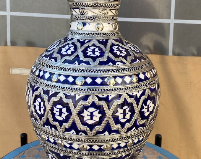 Handmade Blue and White Ceramic Vase - Unique Home Decor