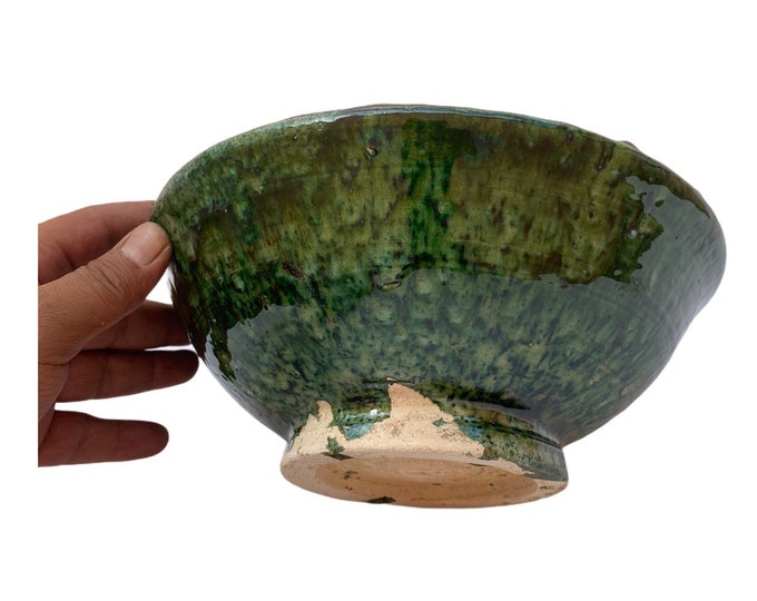 Moroccan ceramic salad bowl from Tamgrout, handmade salad bowl, Tamgrout salad bowl, Moroccan ceramics salad bowl handmade, rustic bowl.
