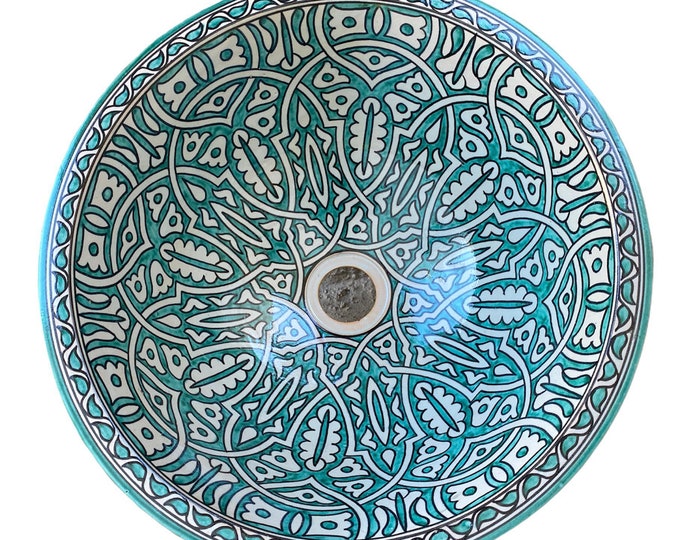 Handmade and hand painted Moroccan ceramic sink/washbasin. Moroccan washbasin handmade.ceramics sink