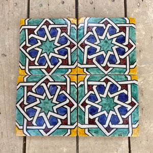 Zellige marocaine, tuiles marocaine fait main et peint à la main, carreaux de décoration 10/10 cm, Moroccan tiles. zdjęcie 1