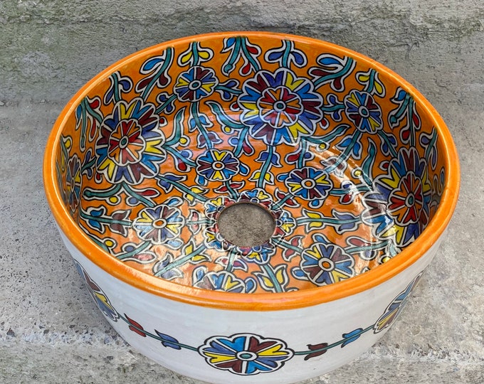 Handmade Moroccan Ceramic Washbasin: A Colorful Addition to Your Home