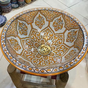 Moroccan ceramic sink, handmade and hand painted/ handmade washbasin/ ceramic washbasin/Moroccan washbasin.