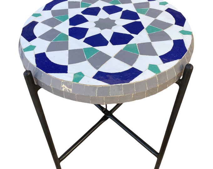 Handmade Moroccan mosaic table / round mosaic table / mosaic dining table.