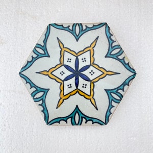 Hexagon zellige /tiles, handmade and hand painted tiles / Moroccan zellige.