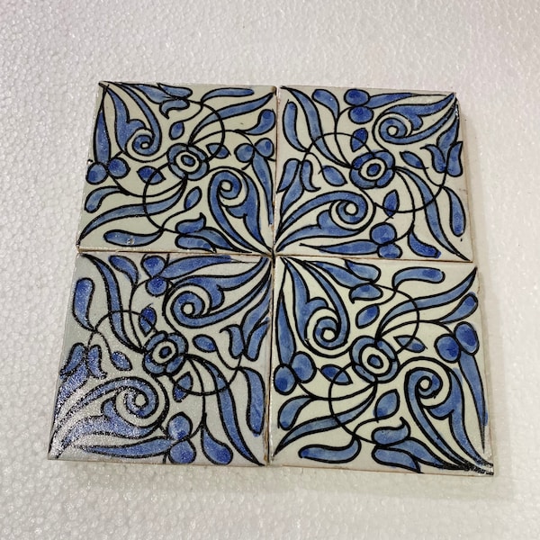 Zellige marocaine, tuiles marocaine fait main et peint à la main, carreaux de décoration 10/10 cm, Moroccan tiles.