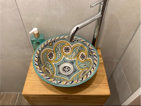Handmade sinkMoroccan pottery sink pottery cacker ceramic sink.