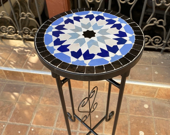 Moroccan mosaic table / mosaic table / handmade mosaic table / mosaic round balcony table