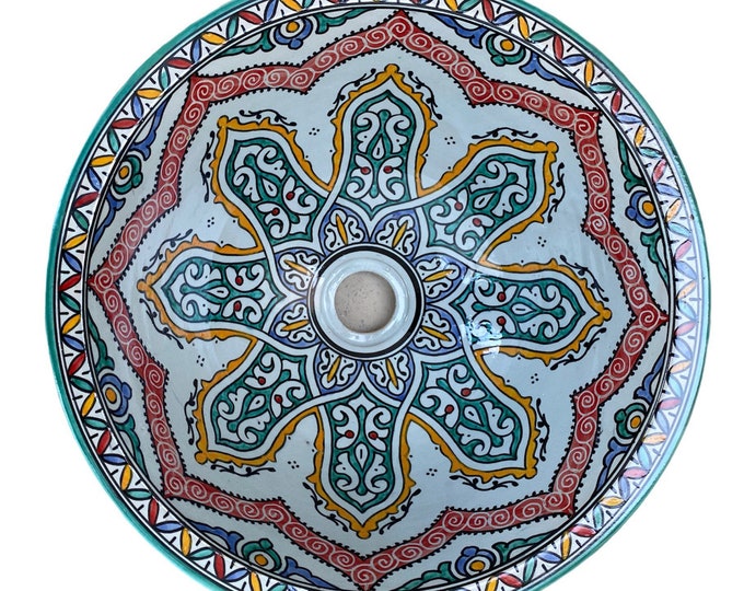 Moroccan ceramic sink, handmade and hand painted/ handmade washbasin/ ceramic washbasin/Moroccan washbasin.