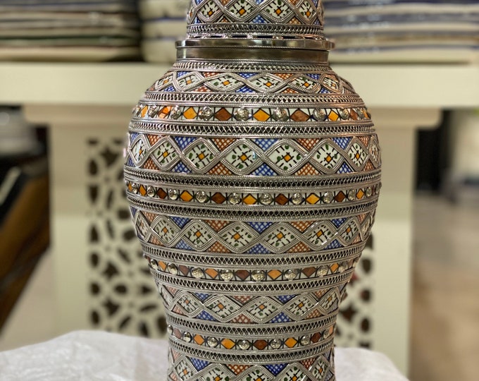Handmade Moroccan ceramic vase. Moroccan handmade ceramics vase.