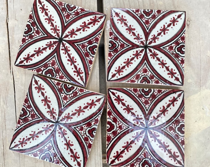 Moroccan Zellige, handmade and hand-painted Moroccan tiles, 10/10 cm decorative tiles, Moroccan tiles.