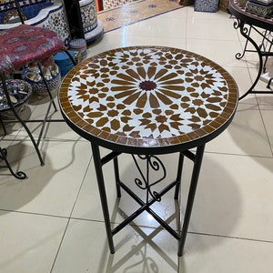 Handmade Moroccan mosaic table / round mosaic table / mosaic dining table.