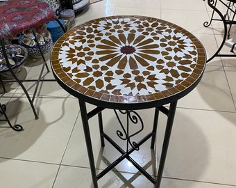 Handmade Moroccan mosaic table / round mosaic table / mosaic dining table.