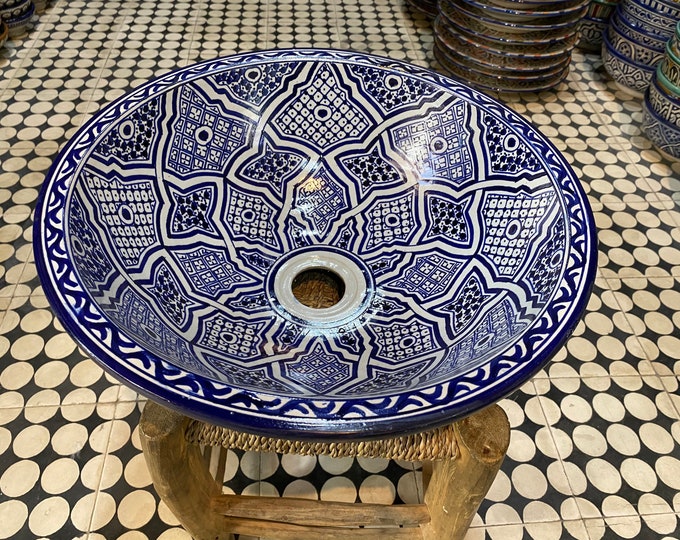 Handmade washbasin. Moroccan washbasin. Moroccan ceramic sink