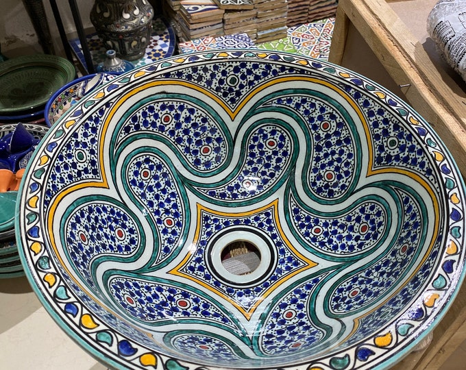 Handmade washbasin. Moroccan washbasin. Moroccan ceramic sink