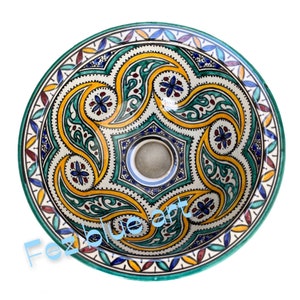 Handmade and hand painted Moroccan ceramic sink/washbasin. Moroccan washbasin handmade.Moroccan sink, ceramics sink