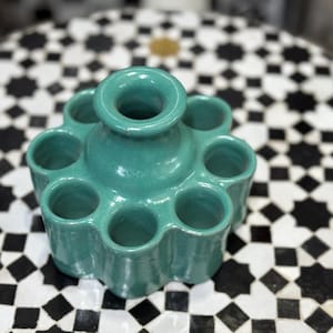 Handmade Authentic Moroccan Green Ceramic Inkwell – Vintage-Inspired Artisan Pottery, Unique Desk Decor