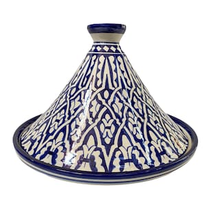 Handmade and hand painted Fes ceramic tagine dish / Moroccan tagine dish / tagine dish for serving only. image 1