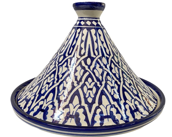 Handmade and hand painted Fes ceramic tagine dish / Moroccan tagine dish / tagine dish for serving only.