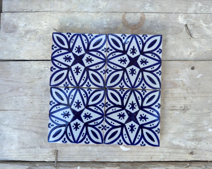 Moroccan Zellige, Moroccan tiles handmade and hand painted, decorative tiles 10/10 cm, Moroccan tiles.