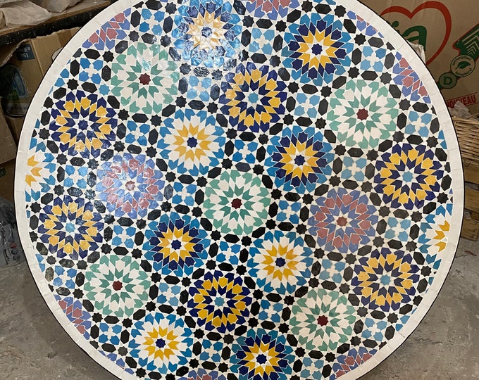 Handmade Moroccan mosaic table/round mosaic table/mosaic dining table.