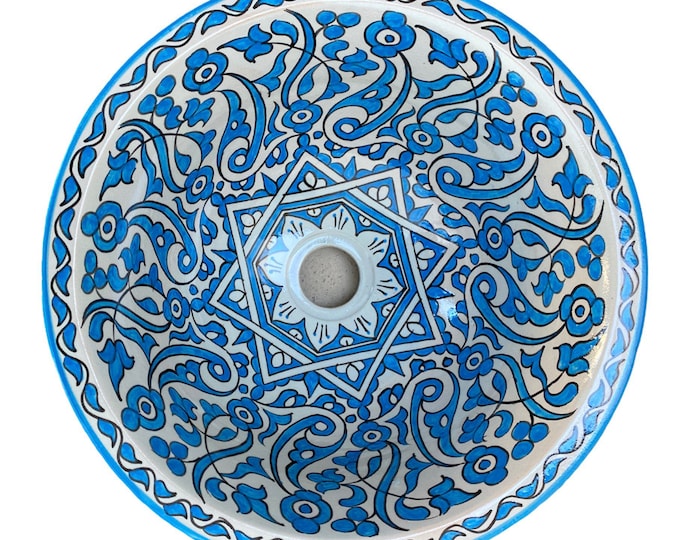 Handmade and hand painted Moroccan ceramic sink/washbasin. Moroccan washbasin handmade.ceramics sink