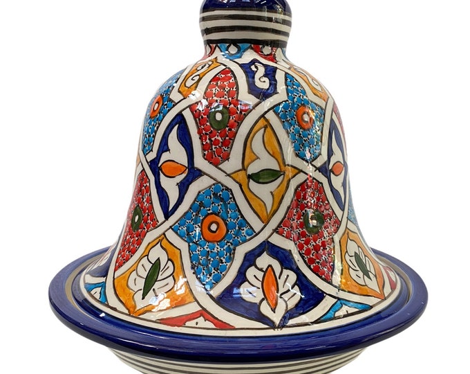 Handmade and hand painted Fes ceramic tagine dish / Moroccan tagine dish / tagine dish for serving only.