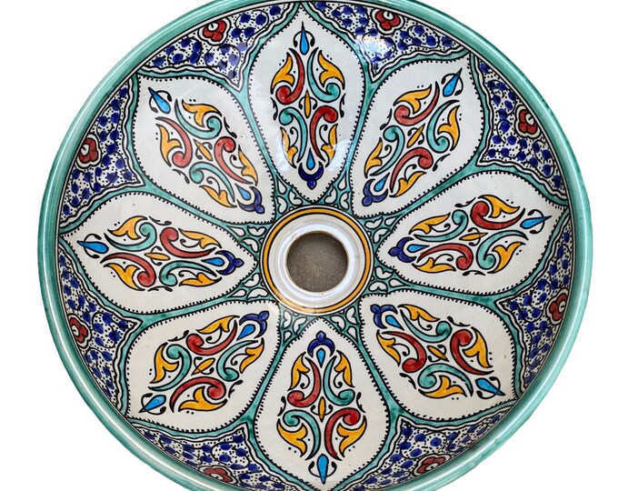 Sink/Handmade and hand-painted Moroccan ceramic washbasin/Moroccan washbasin handmade/Moroccan washbasin.