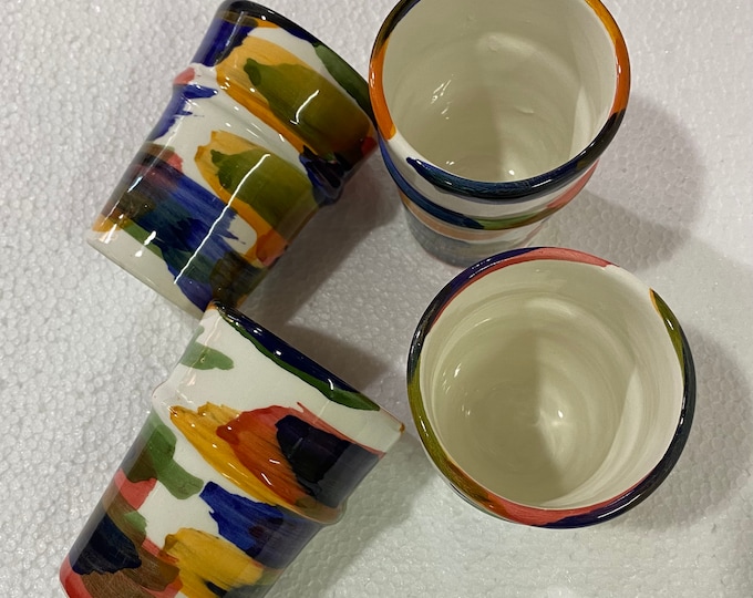 Set of 4 Tea glasses / coffee, handmade and hand painted / Moroccan cup, Moroccan tea glasses