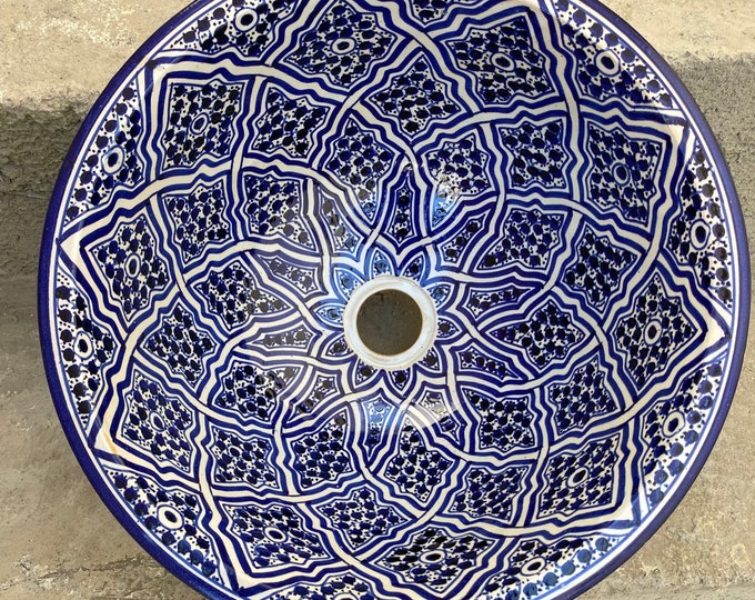 Moroccan ceramic sink, handmade and hand painted/ handmade washbasin/ ceramic washbasin/Moroccan washbasin.