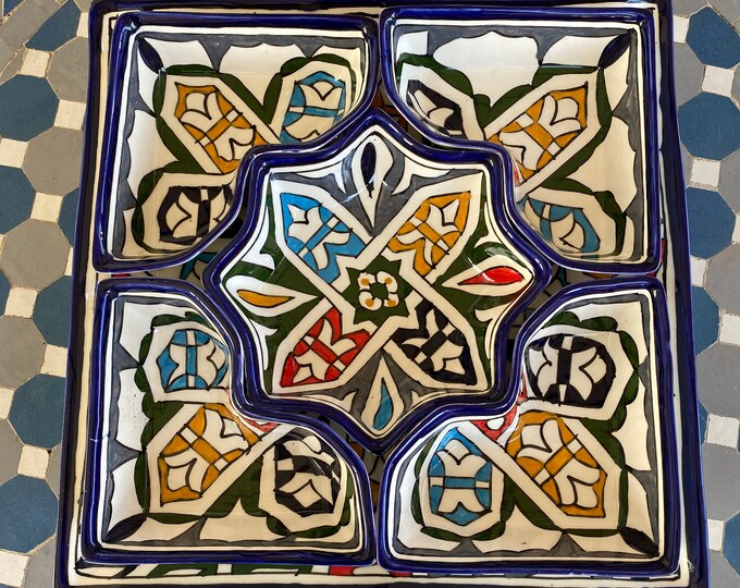 handmade and hand painted moroccan appetizer set. handmade and hand painted moroccan appetizer set