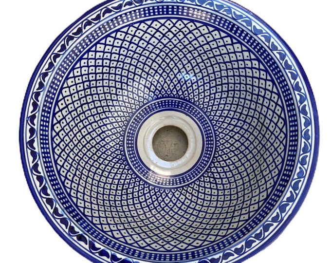 Handmade and hand painted Moroccan ceramic sink/washbasin. Moroccan washbasin handmade.Moroccan sink, ceramics sink