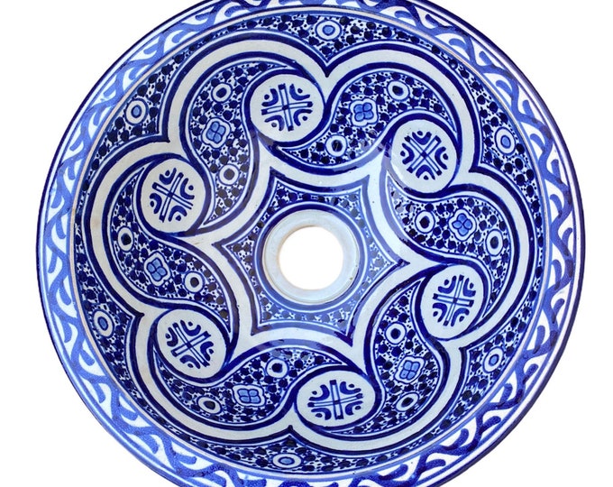 Handmade and hand painted Moroccan ceramic sink / washbasin. Moroccan washbasin handmade.ceramics sink