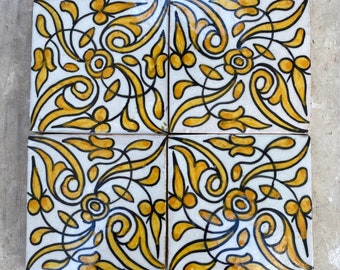 Zellige marocaine, tuiles marocaine fait main et peint à la main, carreaux de décoration 10/10 cm, Moroccan tiles.