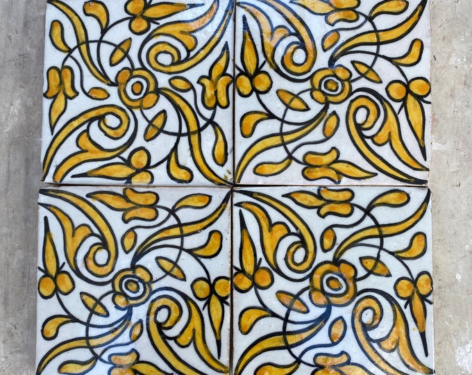 Moroccan Zellige, Moroccan tiles handmade and hand painted, decorative tiles 10/10 cm, Moroccan tiles.