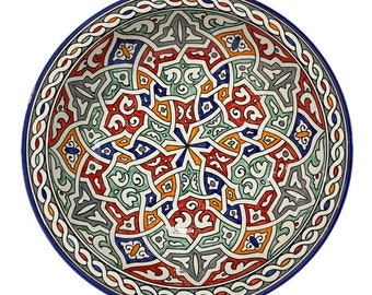 Plat creux/ grand plat creux en céramique marocain fait main et peint à la main / large deep plate/ handmade shallow bowl.