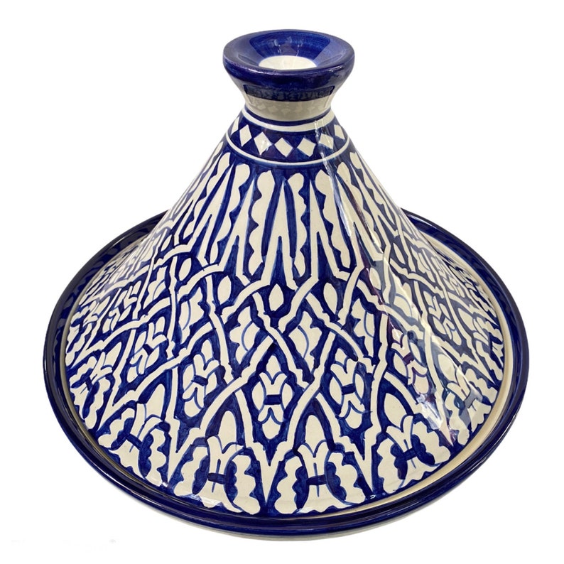 Handmade and hand painted Fes ceramic tagine dish / Moroccan tagine dish / tagine dish for serving only. image 2