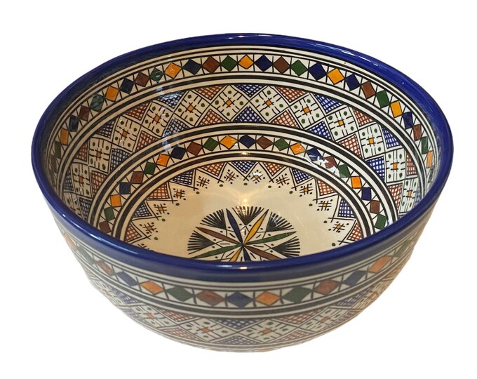 Handmade and hand-painted Moroccan ceramic salad bowl from Fes, Moroccan ceramics salad bowl, salad bowl