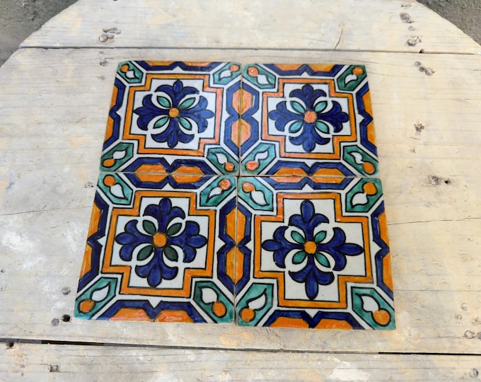 Elegant Moroccan Artisan Tiles – Authentic Zellige with Vintage Motifs, Ideal for Interior & Exterior Spaces