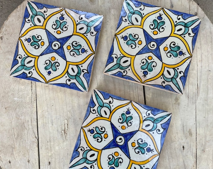 6*6 inches, Moroccan Zellige, Moroccan tiles handmade and hand painted, decorative tiles 15/15 cm, Moroccan tiles.