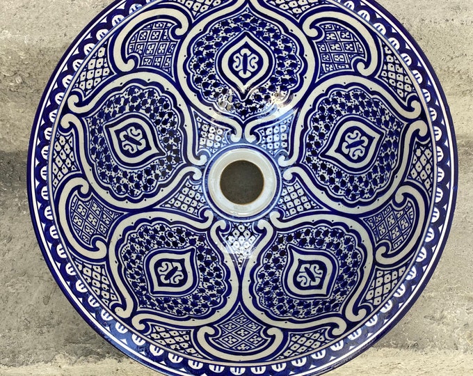 Moroccan ceramic sink, handmade and hand painted/ handmade washbasin/ ceramic washbasin/Moroccan washbasin.