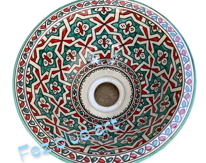 Handmade and hand painted Moroccan ceramic sink/washbasin. Moroccan washbasin handmade.Moroccan sink, ceramics sink