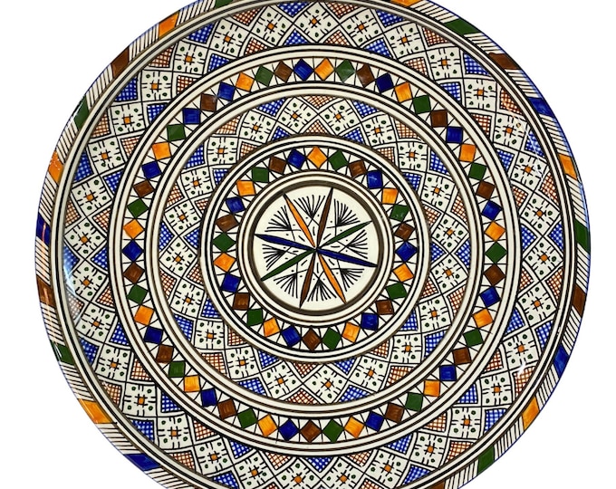 Handmade Moroccan pottery pie dish. Flat dish/ cake dish/flat dish.