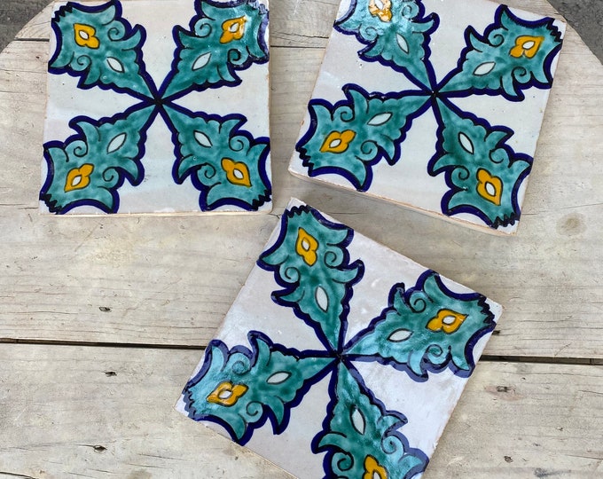 6 * 6 inches, Moroccan zellige, Moroccan tiles handmade and hand painted, decorative tiles 15/15 cm, Moroccan tiles.