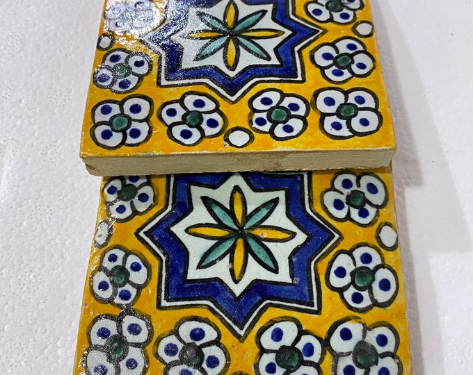Moroccan Zellige, handmade and hand-painted Moroccan tiles, 10/10 cm decorative tiles, Moroccan tiles.