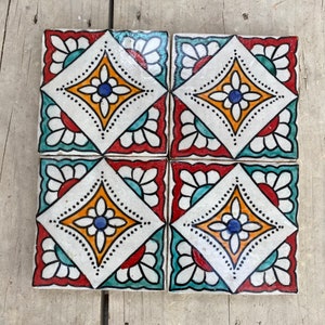 Moroccan Zellige, handmade and hand-painted Moroccan tiles, 10/10 cm decorative tiles, Moroccan tiles.