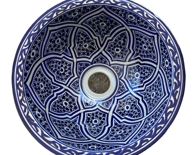 Handmade and hand painted Moroccan ceramic sink/washbasin. Moroccan washbasin handmade.