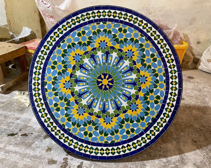 Handcrafted Moroccan Mosaic Round Colorful Table - Bohemian Home Decor - Vibrant Tile Design - Unique Patio Furniture - Boho Chic Side Table
