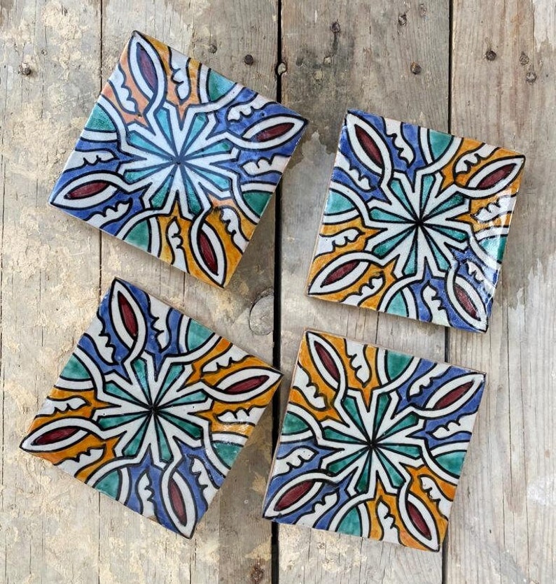 Authentic Handmade Moroccan Tiles: Hand-Painted Elegance Fired in Wood Oven zdjęcie 3